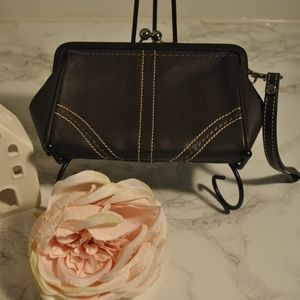 Coach Brown Kiss Clasp Wristlet